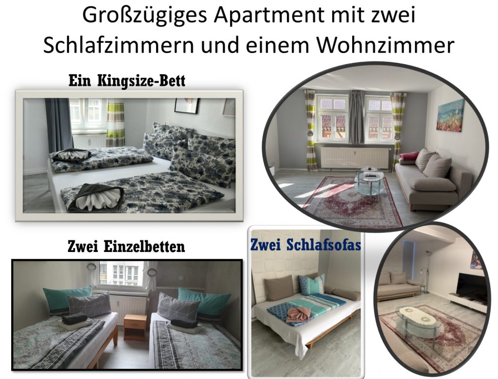 Ferienwohnung Karlstraße Eisenach – zwei Schlafzimmer und Schlafsofas für 6 Gäste