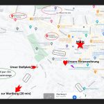 Lagekarte der Ferienwohnung Pfarrberg Eisenach mit Markt, Wartburg und Parkhäusern