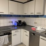 Küchenschränke, Spülmaschine und Herd mit Glastür in der Ferienwohnung Pfarrberg Eisenach